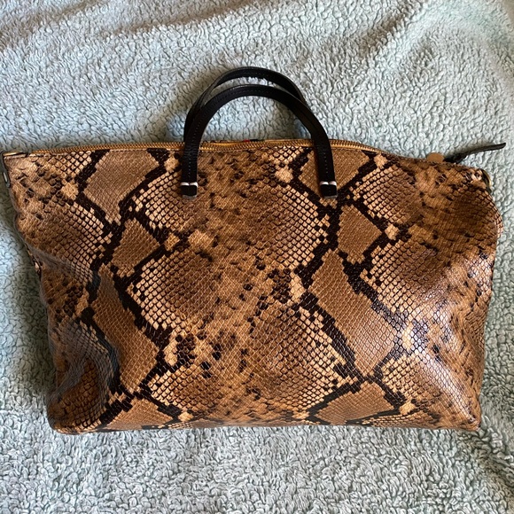 Clare V. Attaché Snake Embossed Goatskin Tote - Picture 5 of 16